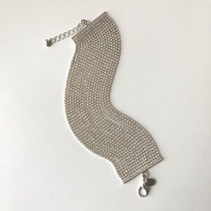 Charming Charlie Silver Crystal Multi Strand Layered Bracelet